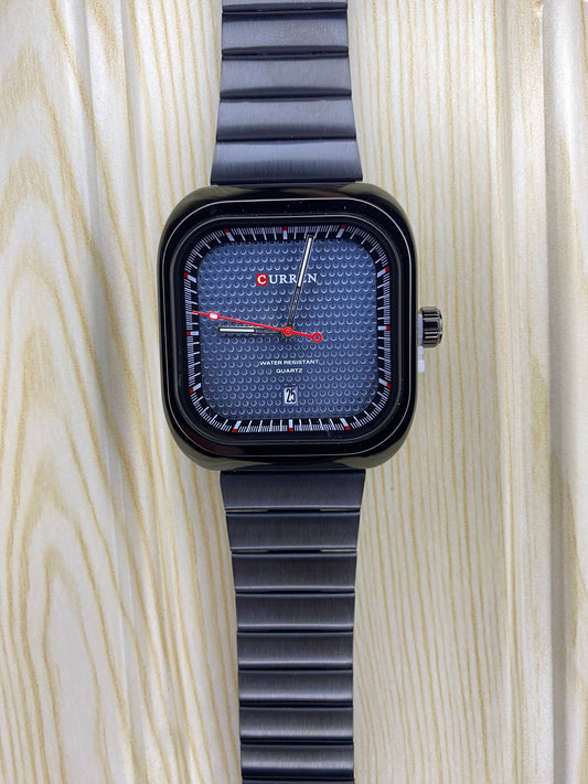 CURREN Simple Business Square Quartz Watches Casual Stainless Steel Bracelet Wristwatch with Auto Date for Men